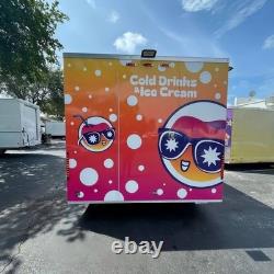 Colorful Ice Cream Food Trailer Twin Axle Mobile Drink Catering Unit