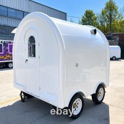 Compact White Twin Axle Mobile Catering Trailer Rounded Pod Dual Serving Hatches