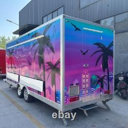 Custom Neon Gradient Catering Trailer Twin Axle Street Food Unit