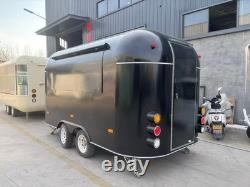 Custom Twin Axle Black Retro Catering Trailer Rounded Body Large Serving Hatch