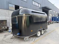 Custom Twin Axle Black Retro Catering Trailer Rounded Body Large Serving Hatch