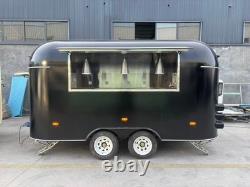 Custom Twin Axle Black Retro Catering Trailer Rounded Body Large Serving Hatch