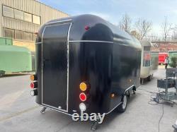 Custom Twin Axle Black Retro Catering Trailer Rounded Body Large Serving Hatch