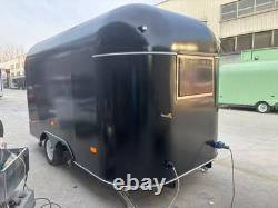 Custom Twin Axle Black Retro Catering Trailer Rounded Body Large Serving Hatch