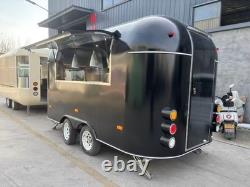 Custom Twin Axle Black Retro Catering Trailer Rounded Body Large Serving Hatch