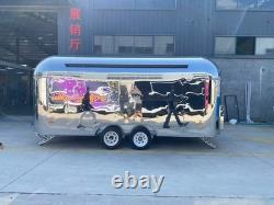 Custom Twin Axle Catering Trailer Mirror Finish Stainless Steel Serving Hatch