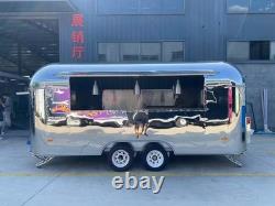 Custom Twin Axle Catering Trailer Mirror Finish Stainless Steel Serving Hatch