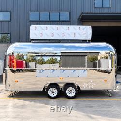 Custom Twin Axle Silver Retro Catering Trailer Mirror Finish Large Serving Hatch