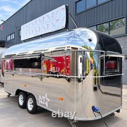 Custom Twin Axle Silver Retro Catering Trailer Mirror Finish Large Serving Hatch