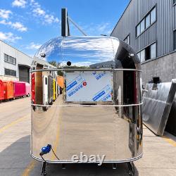 Custom Twin Axle Silver Retro Catering Trailer Mirror Finish Large Serving Hatch
