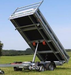 Debon 3 PW3 way electric tipper trailer 3500kg gvw. NEW Twin axle, drop sides