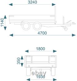 Debon 3 PW3 way electric tipper trailer 3500kg gvw. NEW Twin axle, drop sides