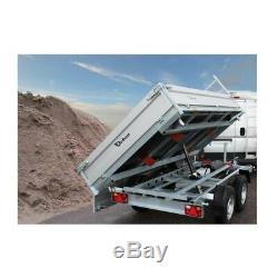 Debon PW3 3 WAY POWERED TIPPING TRAILER 3500kg MGW special offer with mesh sides