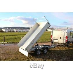 Debon PW3 3 WAY POWERED TIPPING TRAILER 3500kg MGW special offer with mesh sides