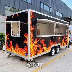 Flame Style Black Twin Axle Mobile Catering Trailer Dual Side Serving Hatches