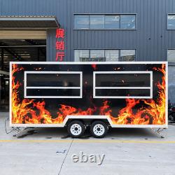 Flame Style Black Twin Axle Mobile Catering Trailer Dual Side Serving Hatches