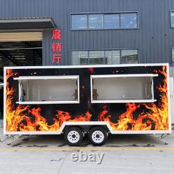 Flame Style Black Twin Axle Mobile Catering Trailer Dual Side Serving Hatches