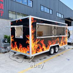 Flame Style Black Twin Axle Mobile Catering Trailer Dual Side Serving Hatches