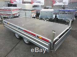 Flat Bed Twin Axle Trailer Removable Cage Sides 10ft x 5ft 750 kg