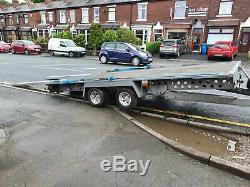 Flatbed Car Trailer-14' x 7'3 2600kg -Twin-Axle Tilt Bed inc. Spare wheel