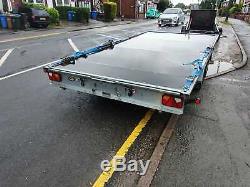 Flatbed Car Trailer-14' x 7'3 2600kg -Twin-Axle Tilt Bed inc. Spare wheel