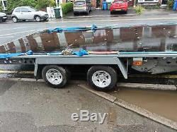 Flatbed Car Trailer-14' x 7'3 2600kg -Twin-Axle Tilt Bed inc. Spare wheel