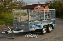 High Cage Car Trailer 10ft X 5 Ft Twin Axle 1300kg Braked With Cage, Mesh