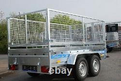 High Cage Car Trailer 10ft X 5 Ft Twin Axle 1300kg Braked With Cage, Mesh