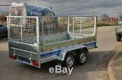 High Cage Car Trailer 10ft X 5 Ft Twin Axle 1300kg Braked With Cage, Mesh