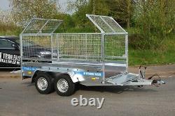 High Cage Car Trailer 10ft X 5 Ft Twin Axle 1300kg Braked With Cage, Mesh