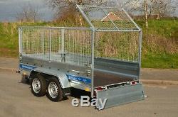 High Cage Car Trailer 10ft X 5 Ft Twin Axle 1300kg Braked With Cage, Mesh