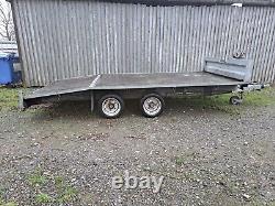 Indespension 14ft Twin Axle Beaver Tail Car Trailer 3.5ton With Ramps + Winch