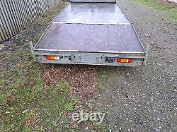 Indespension 14ft Twin Axle Beaver Tail Car Trailer 3.5ton With Ramps + Winch