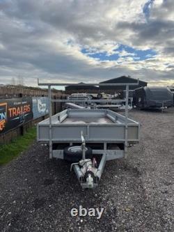 Indespension Braked 16' x 6'6 Twin Axle Flatbed Trailer Drop Side Ladder Rack R Indespension Braked 16' x 6'6 Twin Axle Flatbed Trailer Drop Side Ladder Rack R