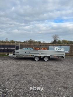 Indespension Braked 16' x 6'6 Twin Axle Flatbed Trailer Drop Side Ladder Rack R