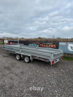 Indespension Braked 16' x 6'6 Twin Axle Flatbed Trailer Drop Side Ladder Rack R