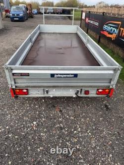 Indespension Braked 16' x 6'6 Twin Axle Flatbed Trailer Drop Side Ladder Rack R