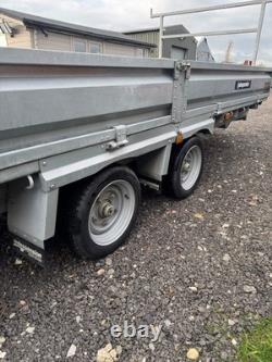 Indespension Braked 16' x 6'6 Twin Axle Flatbed Trailer Drop Side Ladder Rack R