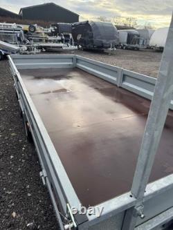 Indespension Braked 16' x 6'6 Twin Axle Flatbed Trailer Drop Side Ladder Rack R