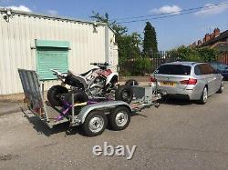 Kliponoff 3 Bike / Quad / Plant Trailer 8ft Twin Axle With Built In Ramp Rare