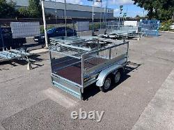 MESH SIDES TRAILER 8ft x 4.4ft TWIN AXLE 250cm x 135cm 750kg UNBRAKED