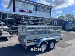 MESH SIDES TRAILER 8ft x 4.4ft TWIN AXLE 250cm x 135cm 750kg UNBRAKED