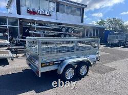 MESH SIDES TRAILER 8ft x 4.4ft TWIN AXLE 250cm x 135cm 750kg UNBRAKED