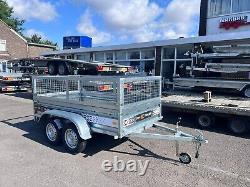 MESH SIDES TRAILER 8ft x 4.4ft TWIN AXLE 250cm x 135cm 750kg UNBRAKED