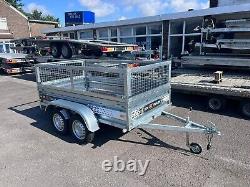 MESH SIDES TRAILER 8ft x 4.4ft TWIN AXLE 250cm x 135cm 750kg UNBRAKED