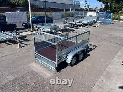 MESH SIDES TRAILER 8ft x 4.4ft TWIN AXLE 250cm x 135cm 750kg UNBRAKED