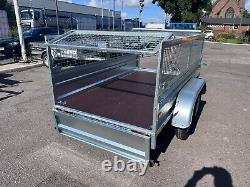 MESH SIDES TRAILER 8ft x 4.4ft TWIN AXLE 250cm x 135cm 750kg UNBRAKED