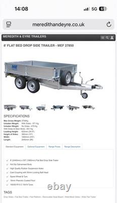 Meredith and Eyre Flatbed Twin Axle Braked Trailer Used