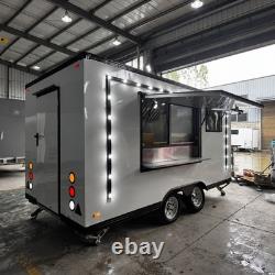Modern White Twin Axle Catering Trailer LED Serving Hatch Street Food Unit