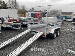 NEW 10ft X 5ft TWIN AXLE NIEWIADOW TRAILER WITH 80CM MESH WITH RAMPS 2700KG